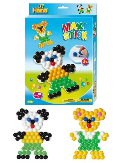 Hama Maxi Stick - stiftperler og bamse-perlebrett - 140 stiftperler