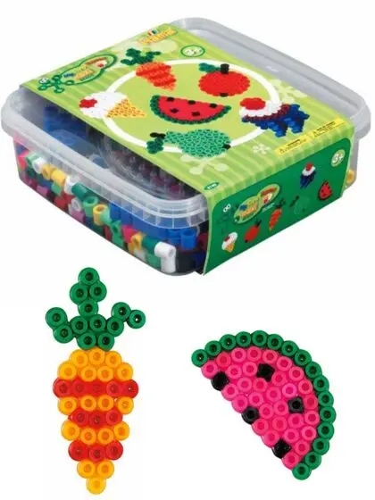 Hama Maxi frukt og grønt - perleboks med perler og perlebrett - 600 Maxi perler