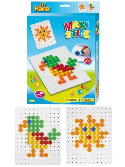 Hama Maxi Stick - stiftperler og firkantet perlebrett - 140 stiftperler