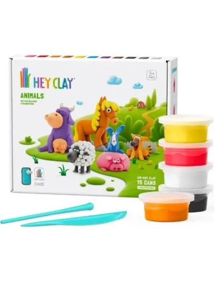 HEY CLAY Animals modelleringsleire med 6 bondegårdsdyr – 15 bokser
