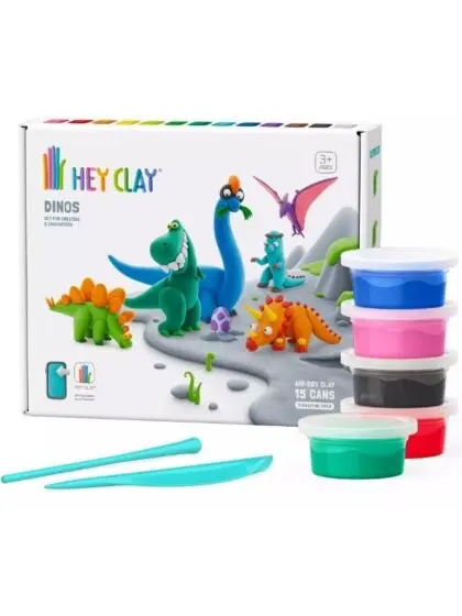 HEY CLAY Dinos modelleringsleire med 6 dinosaurer – 15 bokser