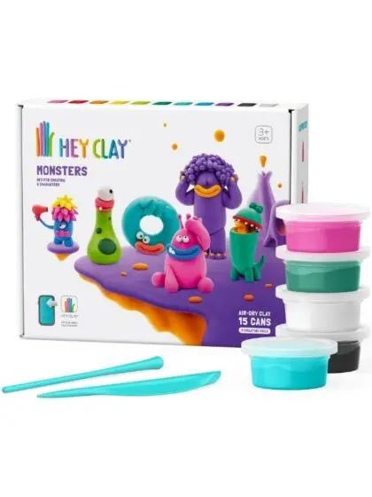 HEY CLAY Monsters modelleringsleire med 6 monstre – 15 bokser