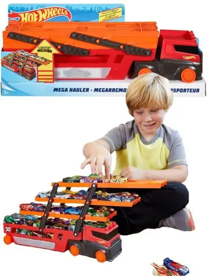 Hot Wheels Mega Red Hauler - transportbil med plass til 50 biler