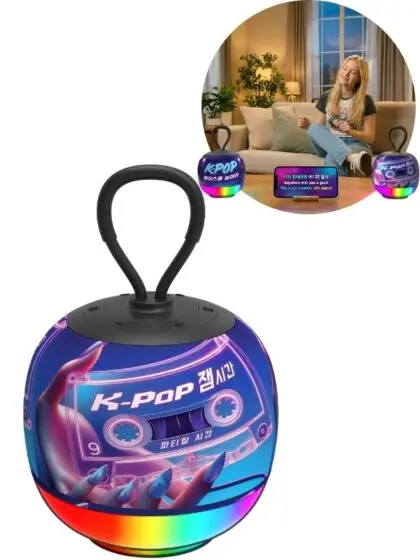 iDance K-Pop Bluetooth-høyttaler med LED-lys – kassettdesign