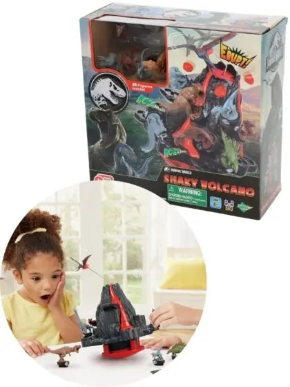 Jurassic World Shaky Volcano spill med dinosaurefigurer