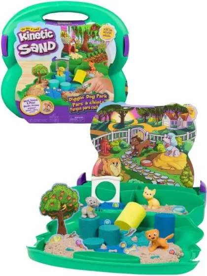 Kinetic Sand koffertsett med 680 g magisk sand - Hundepark