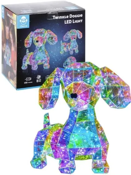 Twinkle Dog LED-lampe – magisk krystallhund for barnerommet