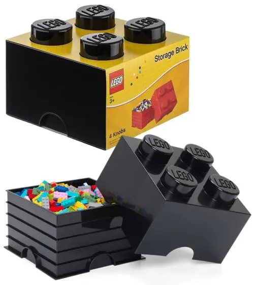 LEGO Storage Brick 4 - oppbevaringsboks med lokk - 25 x 25 cm - black