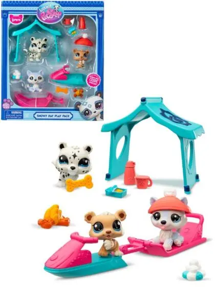 Littlest Pet Shop Serie 2 Snødag figursett med 3 figurer og tilbehør