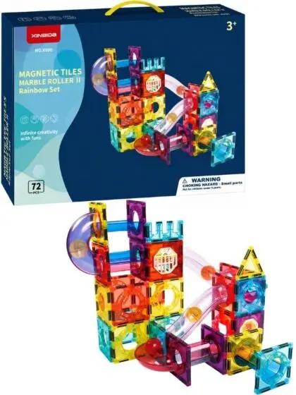 Magical Magnet Marble Roller II Rainbow Set - magnetisk kulebane med 72 deler