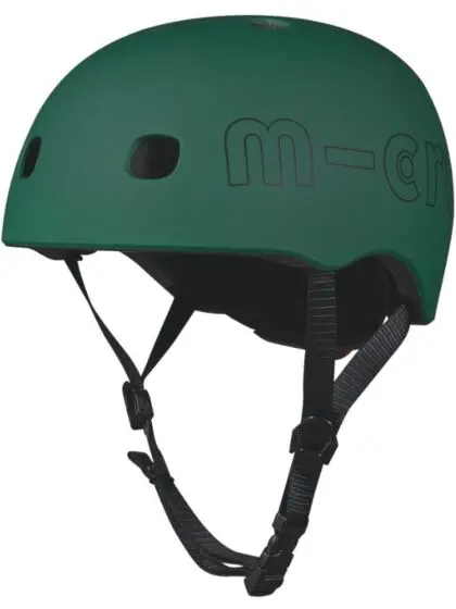 Micro Hjelm M (52-56 cm) - justerbar sykkelhjelm med LED-lys - skogsgrønn