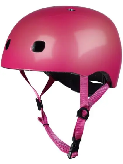 Micro Raspberry Hjelm M (52-56 cm) - justerbar sykkelhjelm med LED-lys - rosa
