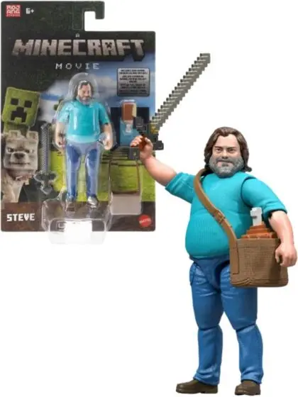Minecraft Movie-figur Steve med tilbehør - 10 cm