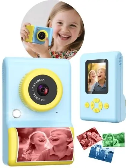 Kids Instant Print Kamera - barnekamera med utskrift og 32GB, blå