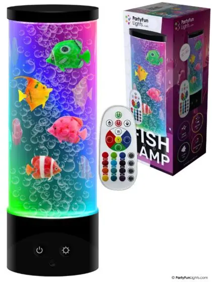 PartyFun Lights Fargeskiftende lampe - med fisker 28 cm