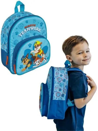 Paw Patrol ryggsekk med forlomme og justerbare stropper - blå