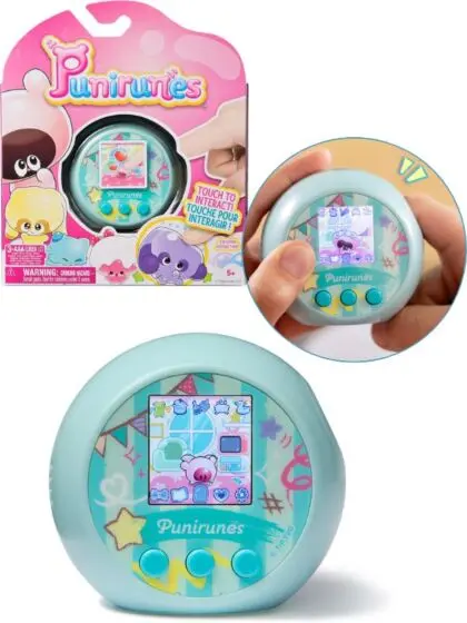 Punirunes interaktivt kjæledyr med squishy-knapp og LCD-skjerm