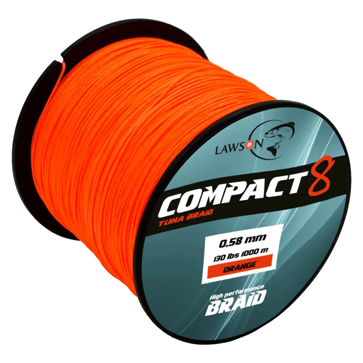 Lawson Compact 8 Tuna Braid Orange 1000m 0,65mm 65kg 150lbs