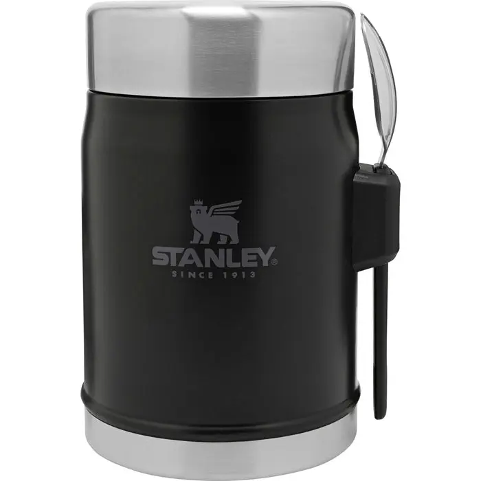 Mattermos med Skje Matte Black 0,4 L