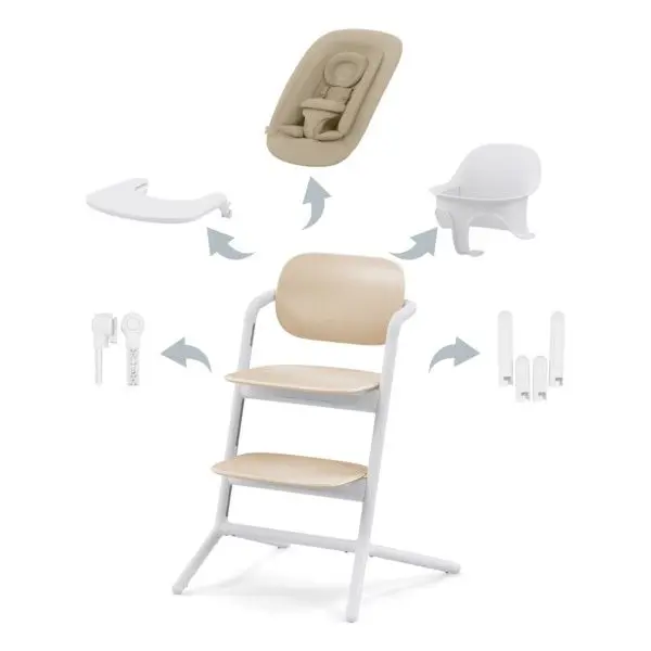 Cybex, Spisestol, Lemo Chair, 4i1 Pakke - Sand White - denlillebarnebutikken.no