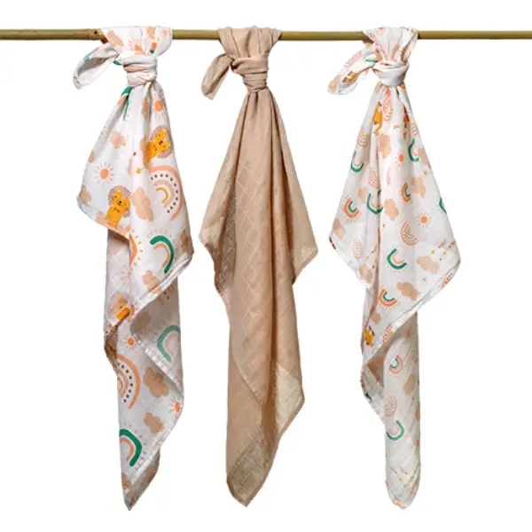 Babyono, Musselinkluter / Gulpekluter, 3 pk - Beige Regnbue