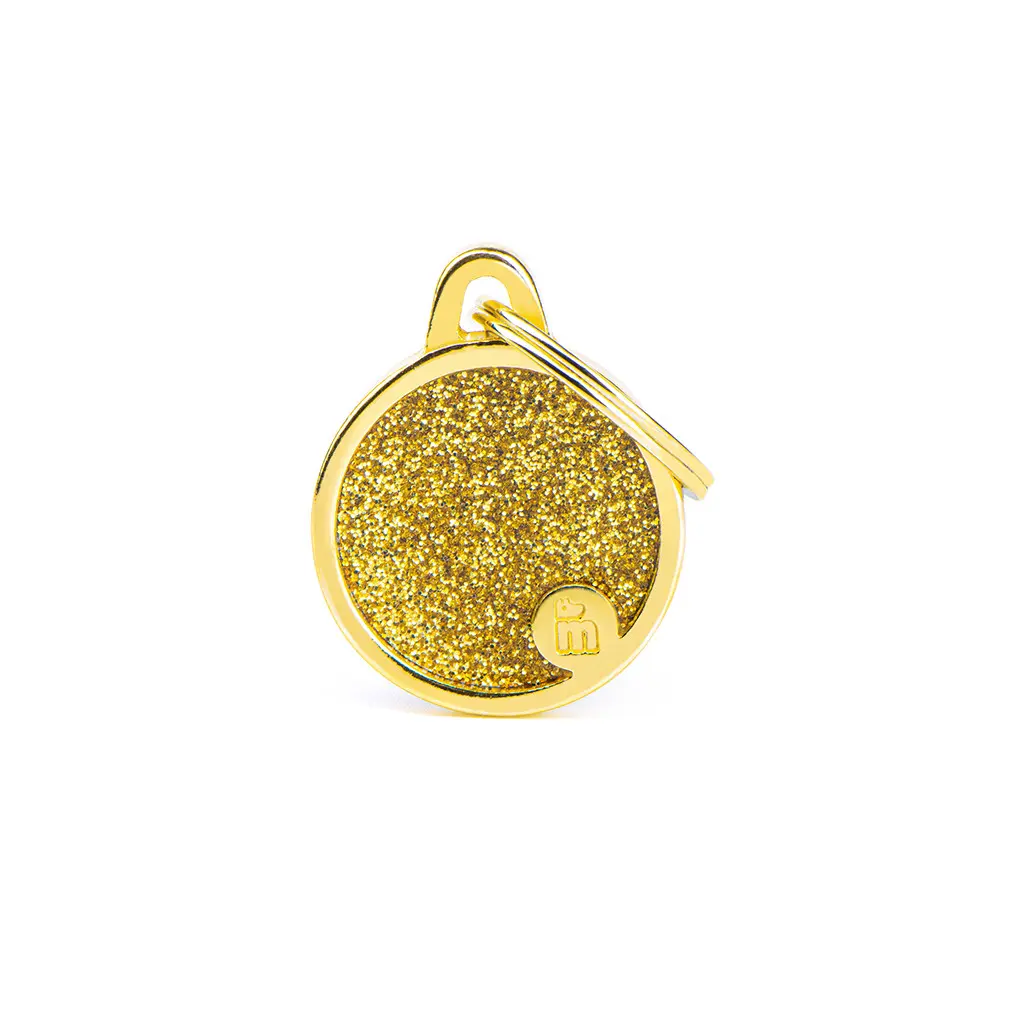 Myfamily Shine Circle Glitter ID tag - Hele Norges Dyrebutikk