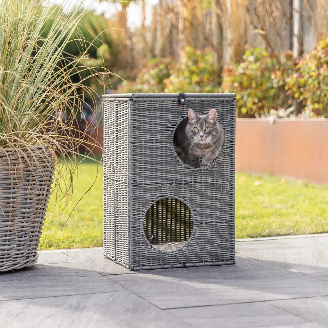 Kattehule 2 etasjer firkantet polyrattan Amalia-Trixie - Hele Norges Dyrebutikk