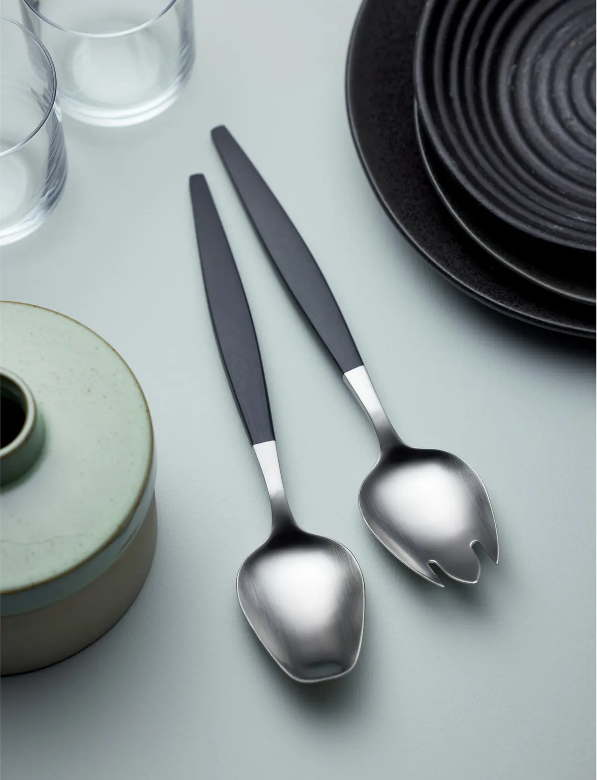 Salatbestikk focus de luxe 26,8 cm svart/matt stål