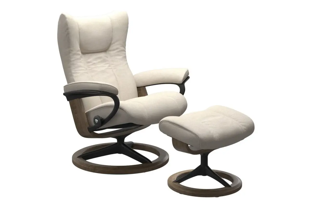 Stressless® Wing (M) Signature lenestol med krakk