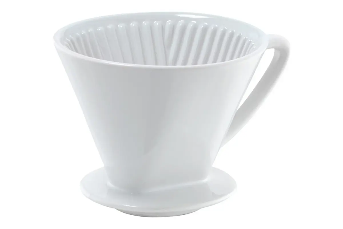 Kaffetrakter i porselen, størrelse 4, hvit