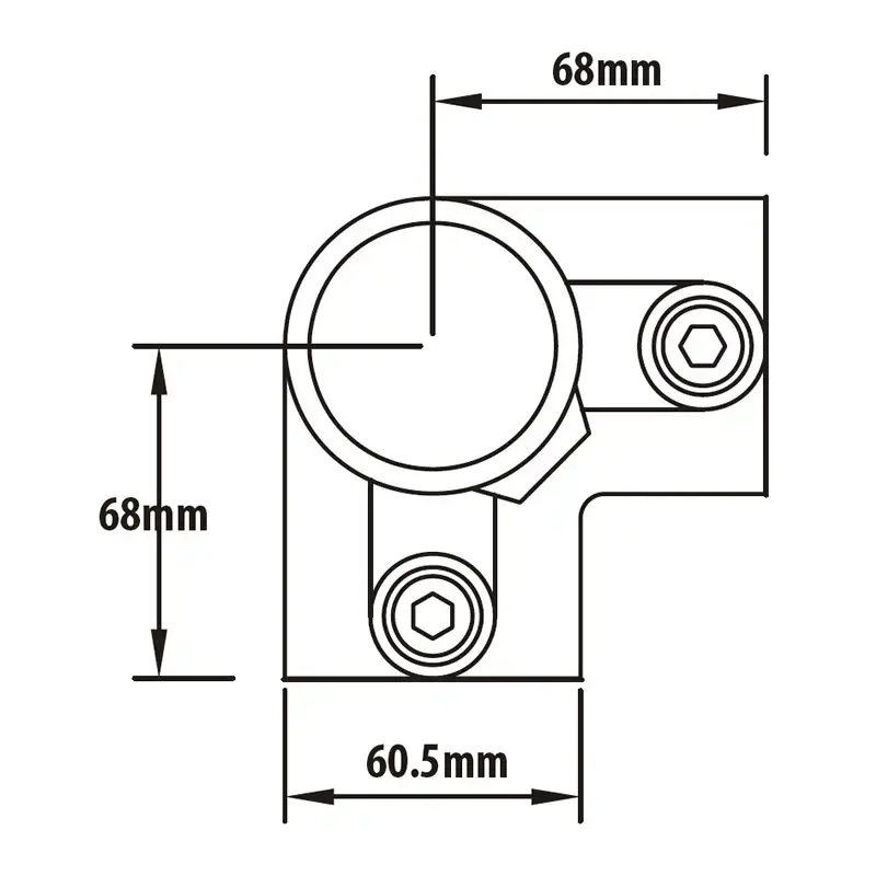 KUPO KPC-128B rør clamp hjørne 3 veis