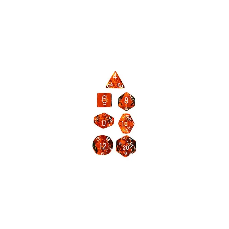 RPG Dice Set Oransje/Hvit - 7 stk