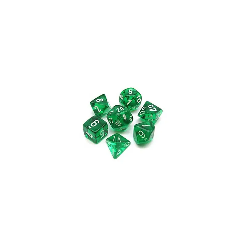 RPG Dice Set Grønn/Hvit - 7 stk