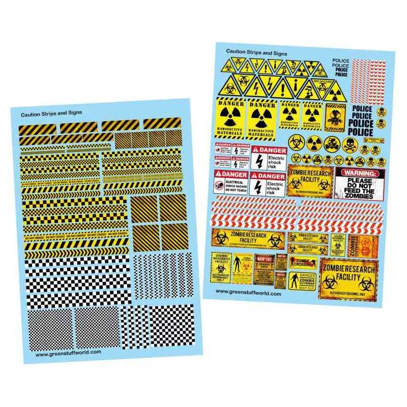 Waterslide Decals - Caution Strips/Signs