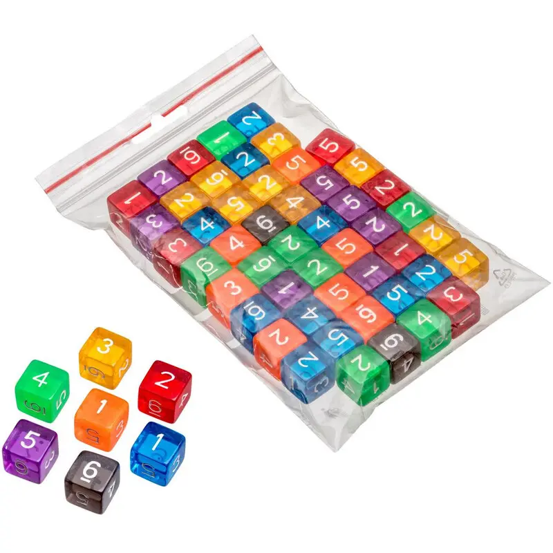 Terninger D6 med tall - 50stk assortert