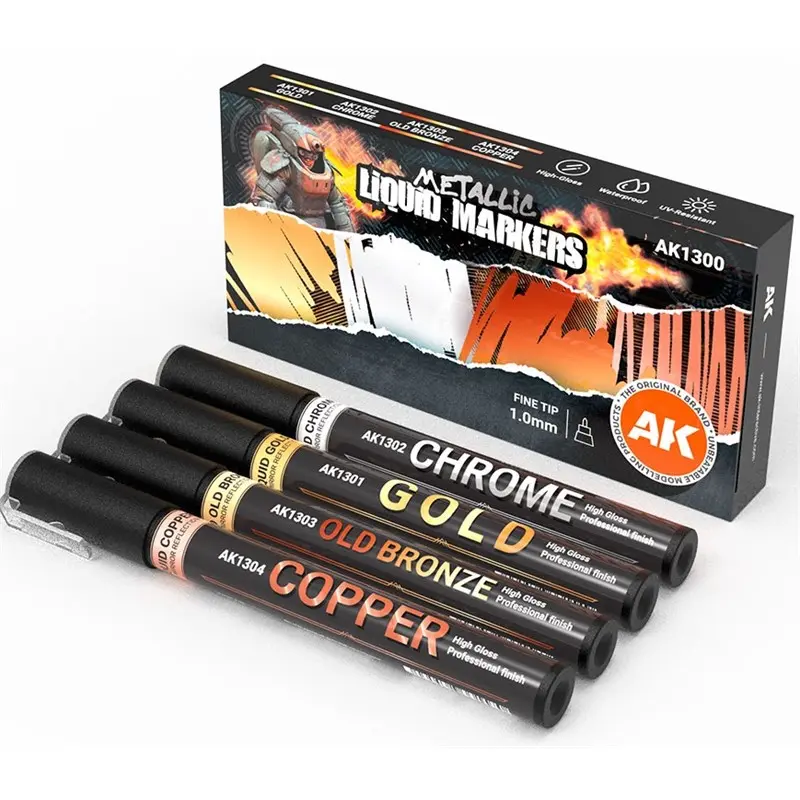 AK Metallic Liquid Markers - 4 stk