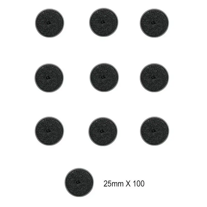 Plastbaser Svart Round - 25mm (100 stk)