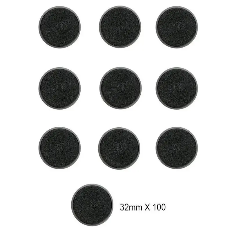 Plastbaser Svart Round - 32mm (100 stk)