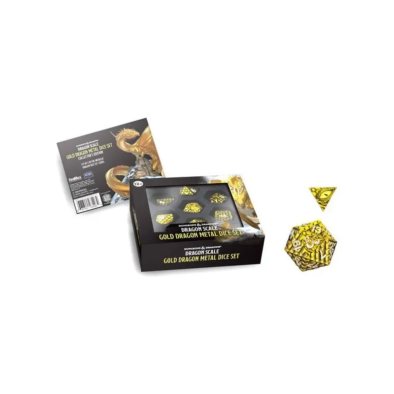 D&D Dragon Scale Metal Dice Set GOLD