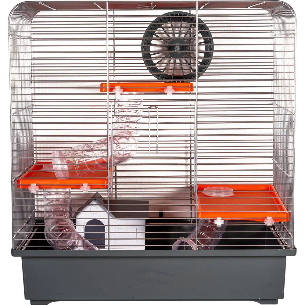Ola hamsterbur grå-orange 49.5x32.5x52.5cm - Gnagerbutikken.no