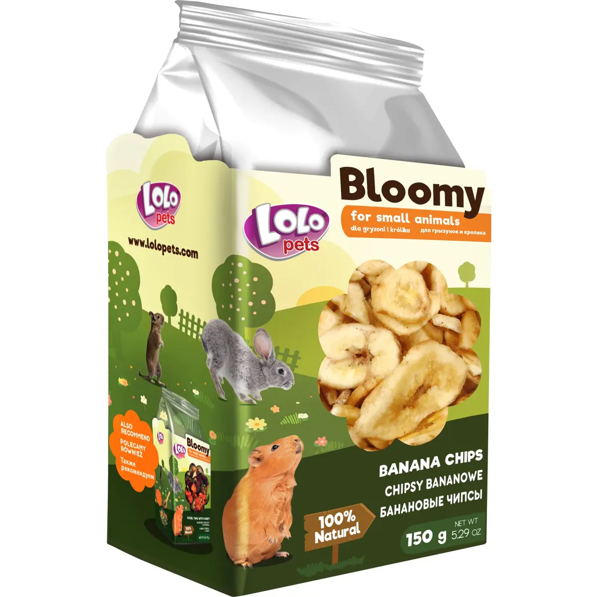 Lolo Pets Bloomy Bananchips 150g - Naturlig godbit til kaniner og gnavere