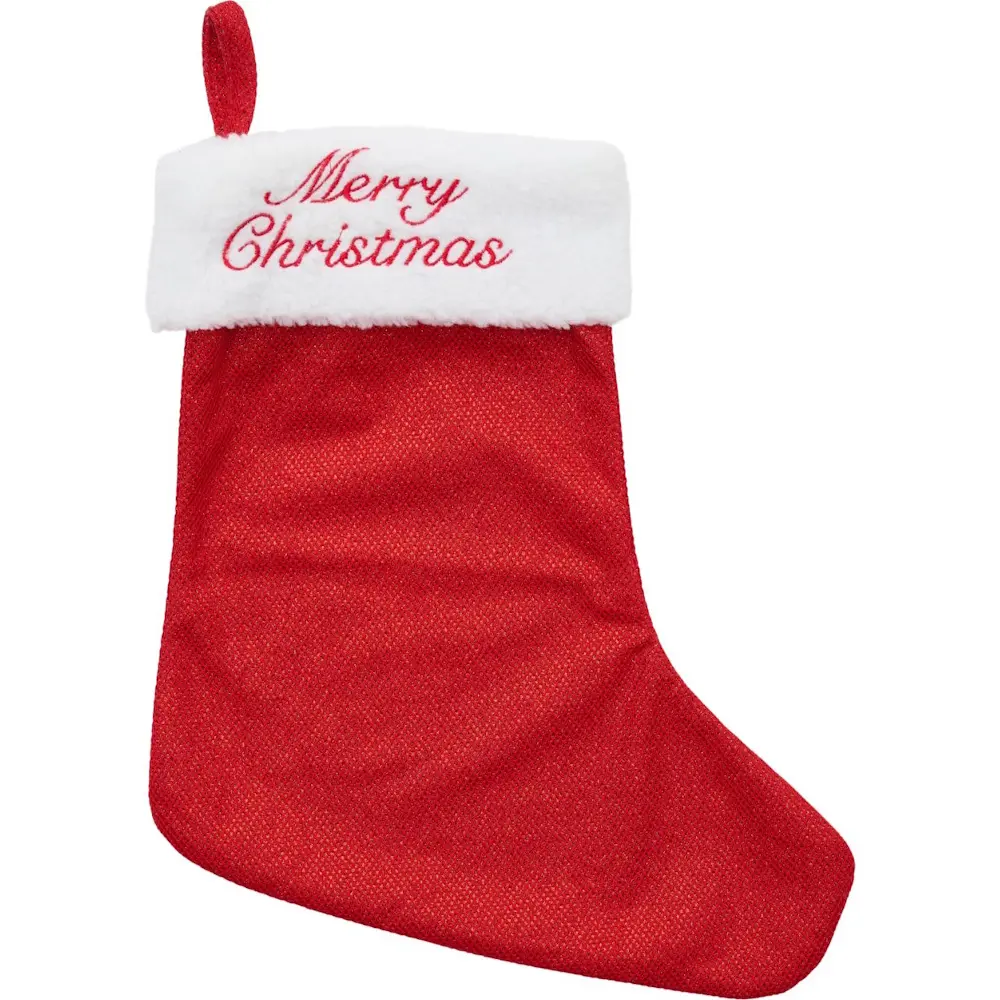 Merry Christmas Glitter julestrømpe - Gnagerbutikken.no