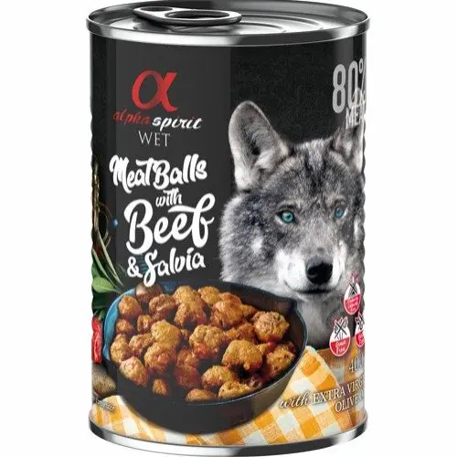 Alpha Spirit Kjøttboller med biff og salvia - Våtfôr Hund 6 x 400g