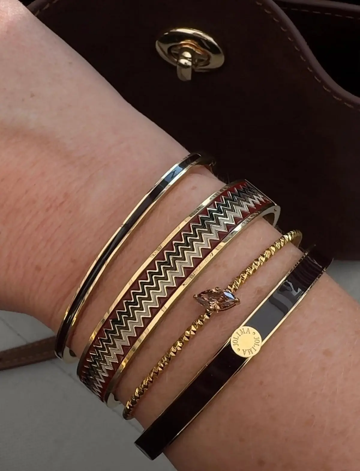 Poppy mini bangle, wine gold