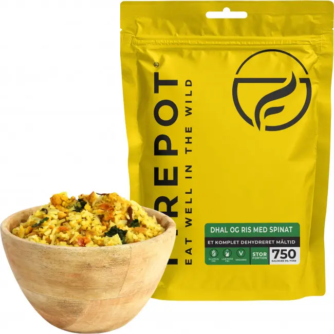 Firepot Dhal og Ris med Spinat, frysetørket mat, XL