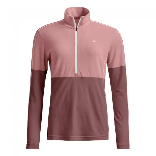 Ortovox 185 Rock'n'Wool Zip Neck, Dame, Dusk Rose