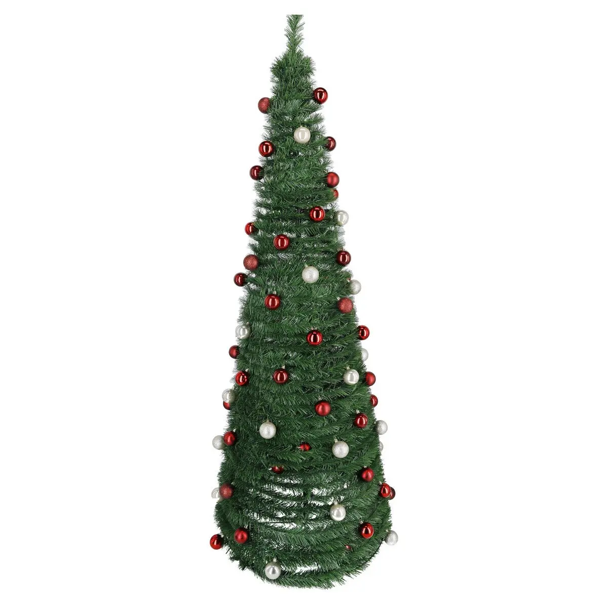 Pop up-juletre 180 cm pyntet med 90 julekuler