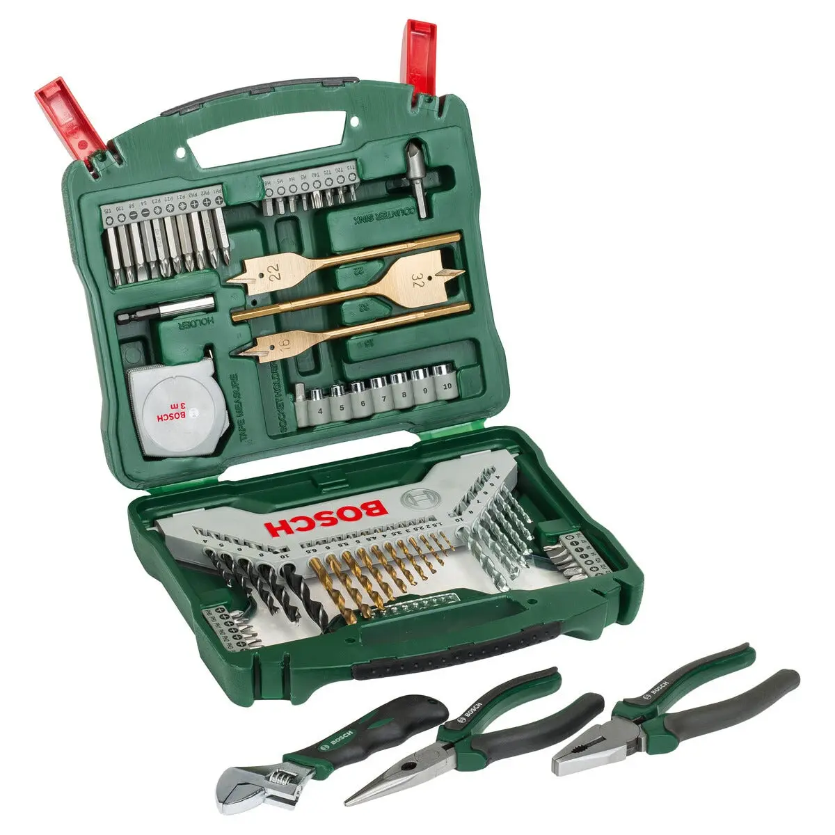 Bosch X-Line tilbehørsboks med tenger, 70 deler