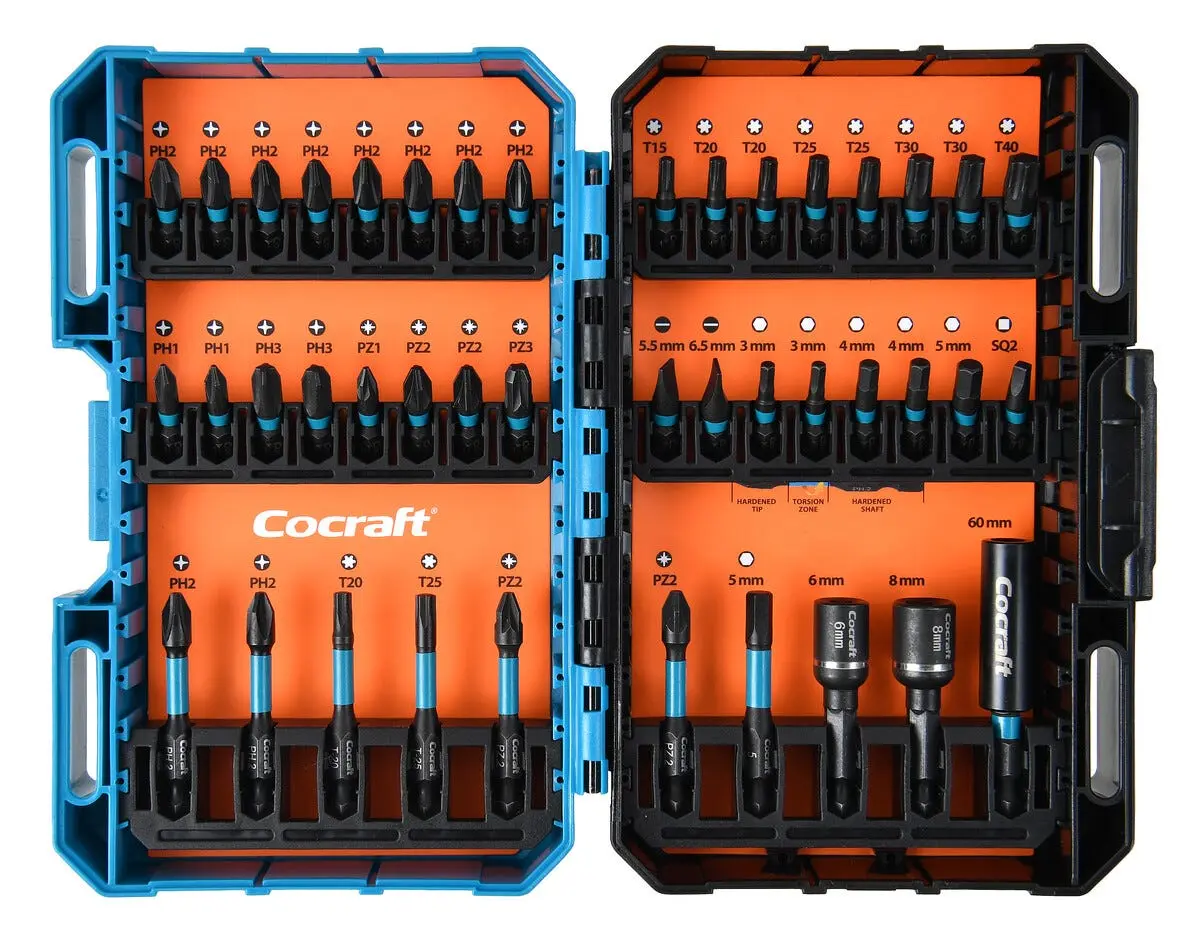 Cocraft bitssett Impact, 1/4 tommer, 42 deler