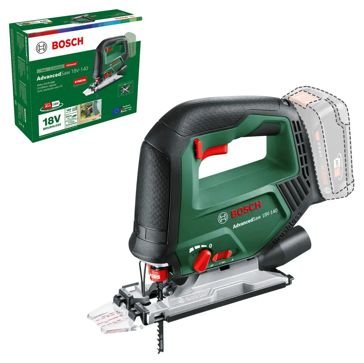 Bosch AdvancedSaw 18V-140 stikksag, batteridrevet